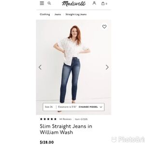 Madewell Slim Straight Leg Jeans in Dark Blue Wash